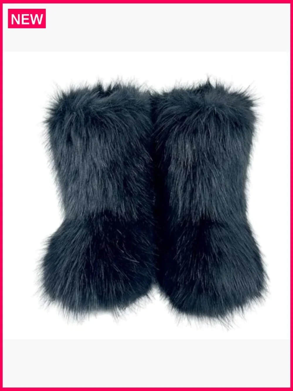Faux Fur Mid Calf Snow Boots, Warm Fuzzy Fluffy Winter Boots, Slip On